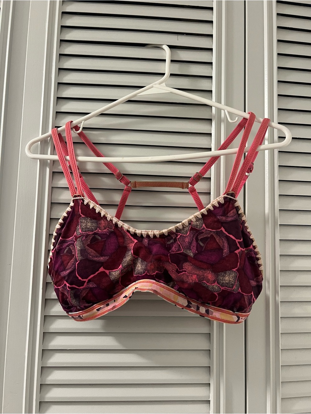 Maaji reversible bikini top in Burgundy and Pink